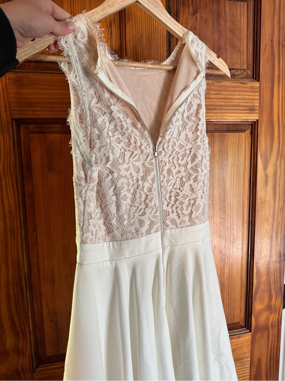 Francesca's Collections Ivory Lace Bodice Fit-and-Flare Dress
